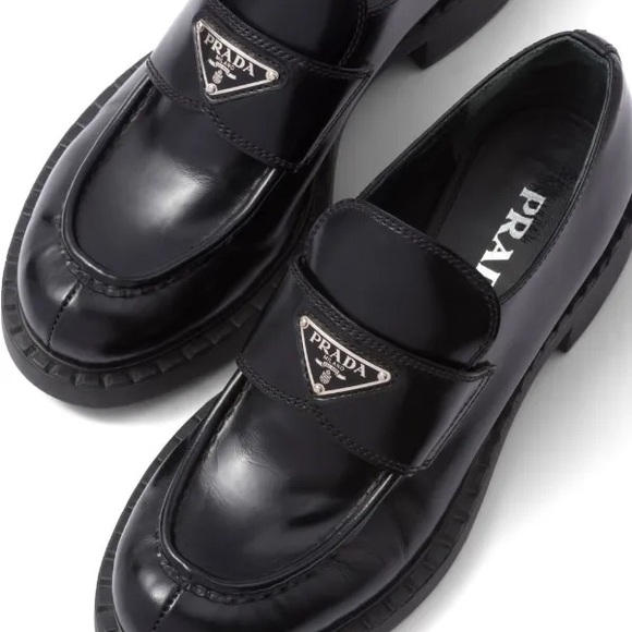 Prada Brushed Leather Loafers - Picture 1 of 9
